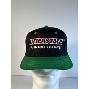 Vintage Interstate Batteries Hat Cap Snap Back Spell Out Car Auto Trucker Adult